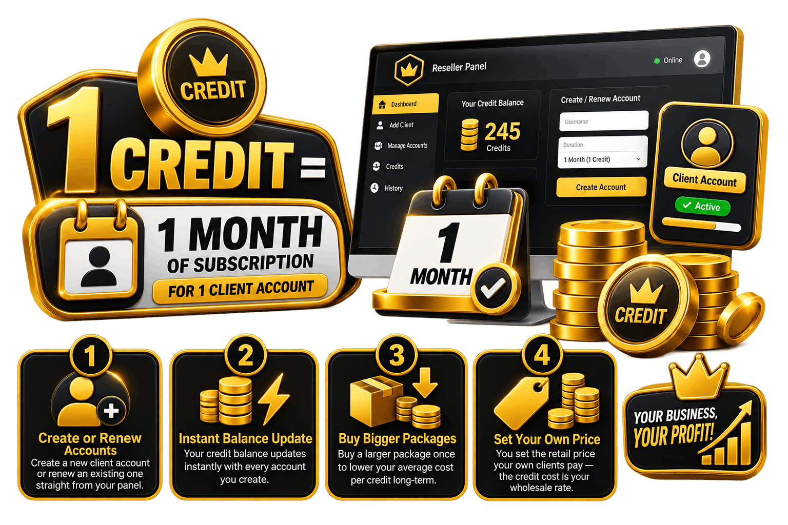 IMZD Player IPTV reseller credit system - how reseller credits work for IPTV resellers