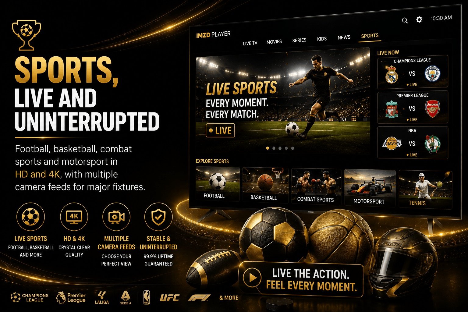 Live football match streaming in HD on IMZD Player